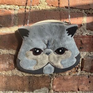Gray Cat Face Shoulder Bag
